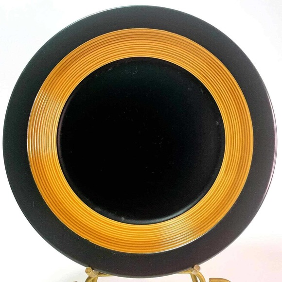 Pfaltzgraff Concentric Black 11" Earthenware Dinner Plate Brown Wood Tone Rings - Picture 10 of 10